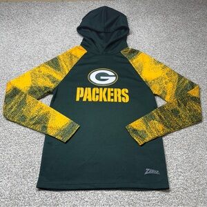 Men’s Zubaz NFL Green Bay Packers French Terry Green Gold Hoodie Size Small S